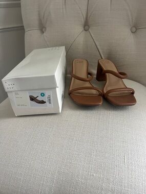 a new day Brown Double-Strap Block Heel Sandals